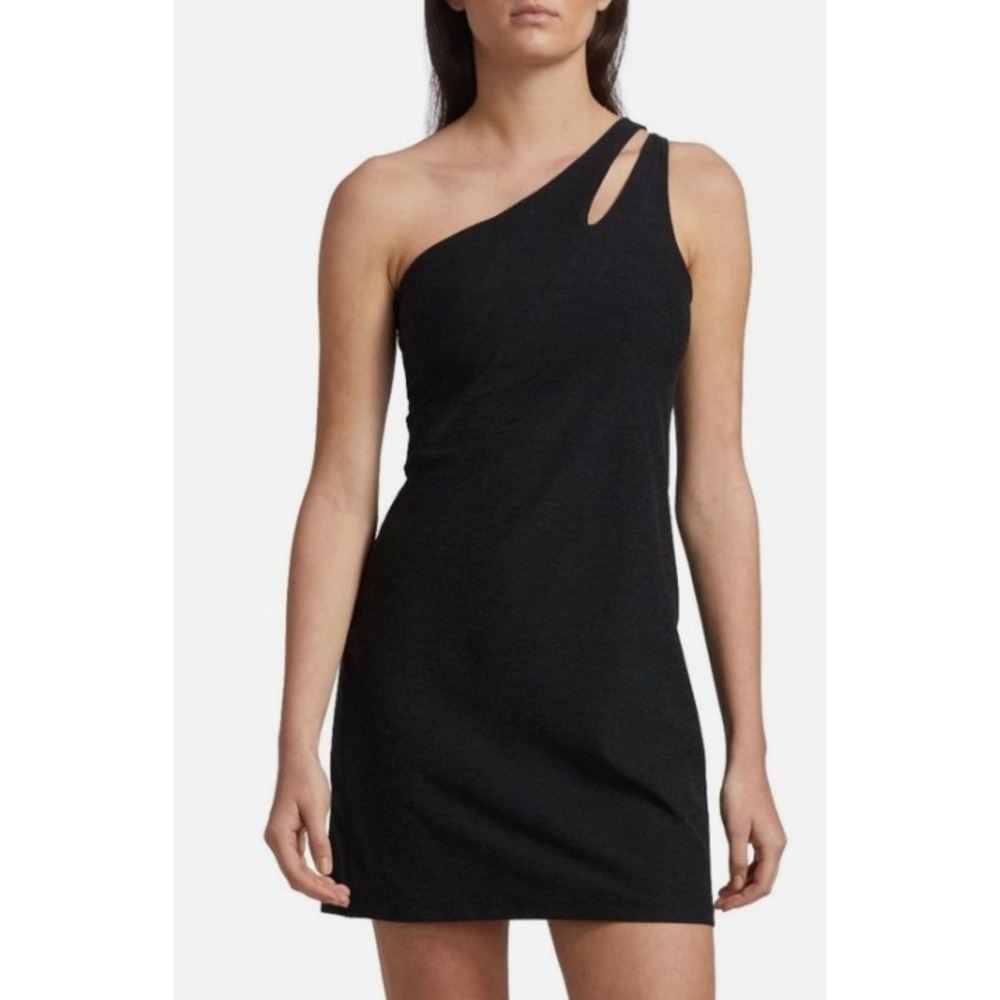 Beyond Yoga Spacedye One Shoulder Dress Double Strap Charcoal Gray Medium